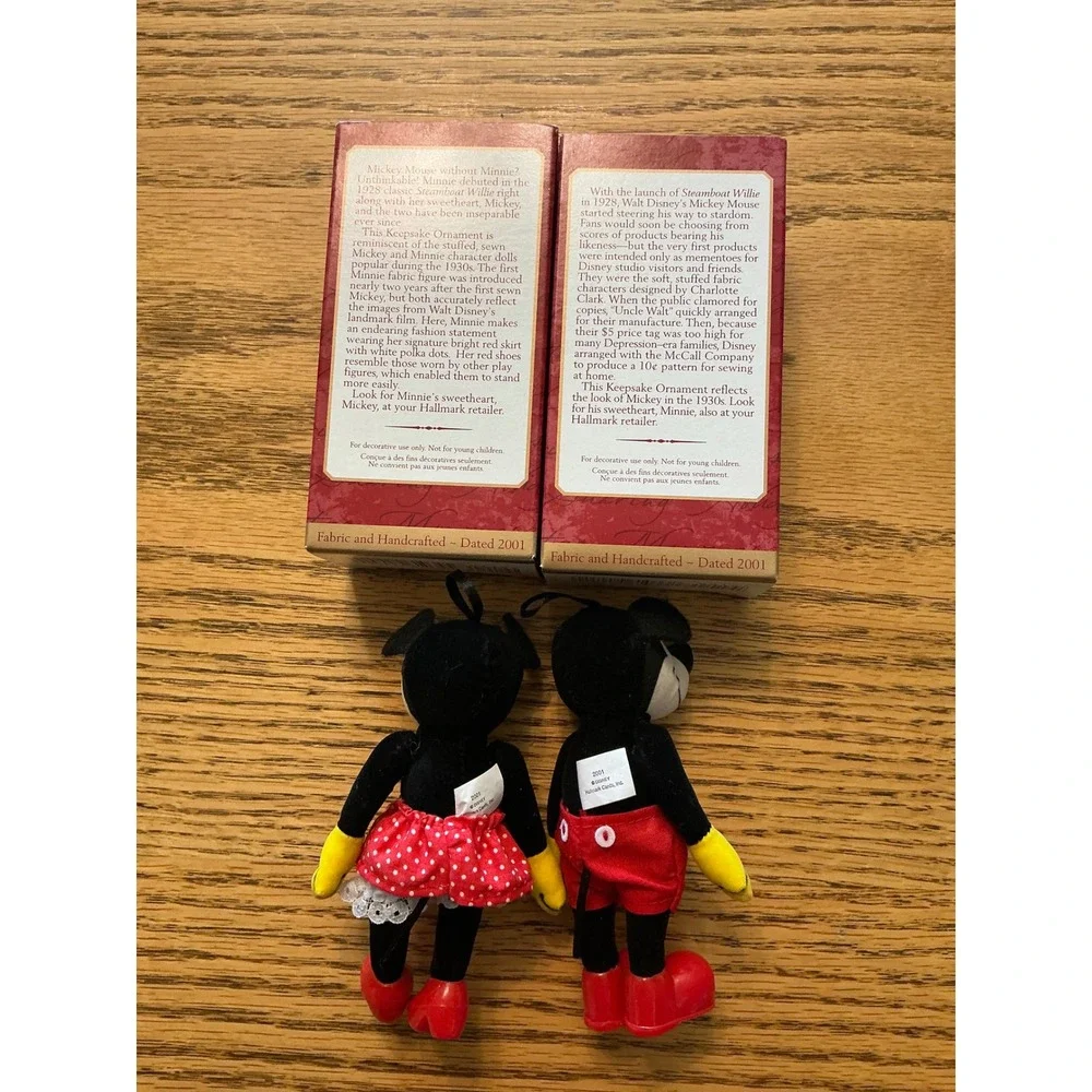 Disney Hallmark Keepsake Mickey Minnie Mouse 2001 Ornaments Blue Glitter Bundle